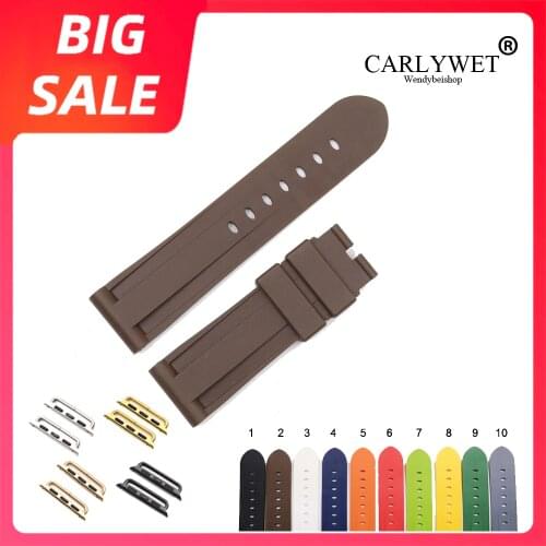 CARLYWET 38 40 42 44mm Top Quality Luxury Pure Silicone Rubber Replacement Wrist Watchband Strap Loops For Iwatch Series 4/3/2/1