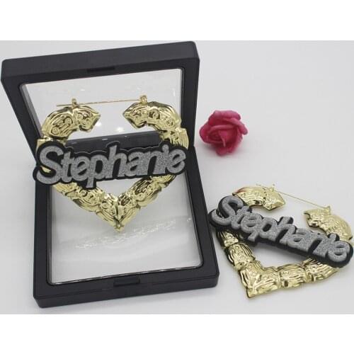 Gosun Fashion Customized Nameplate Earrings Bamboo Stainless Steel Custom Hoop Earrings Cерги Words Statement Earrings Ohrringe