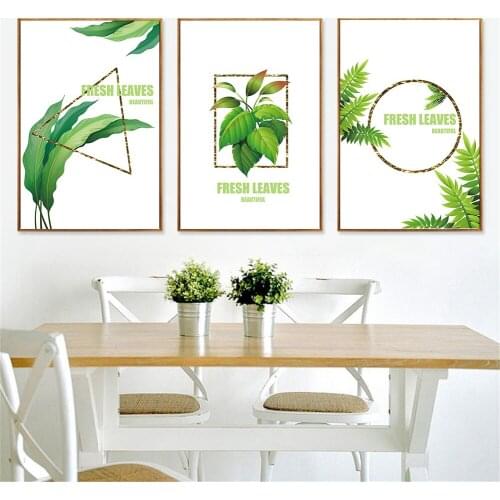 Nordic Beautiful Fresh Green Leaf Bouquet Canvas Painting Wall Artist Home Decor Posters and Prints Living Room Plant Pictures