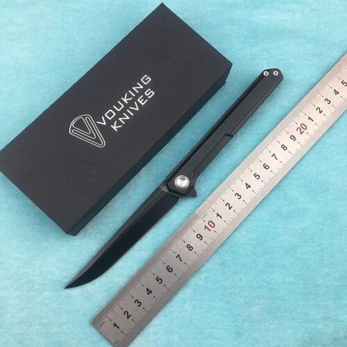 VOUKING TS06 Flipper folding knife KVT ball bearing D2 blade Titanium handle camping hunting outdoor Survival knives EDC tools