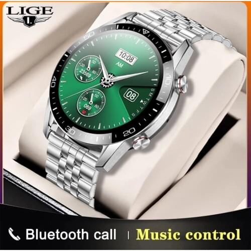 LIGE New Fashion Smartwatch Bluetooth Call Sport Mens Watch Heart Rate Monitoring Music Control Luxury Smart Watch for men+Gift