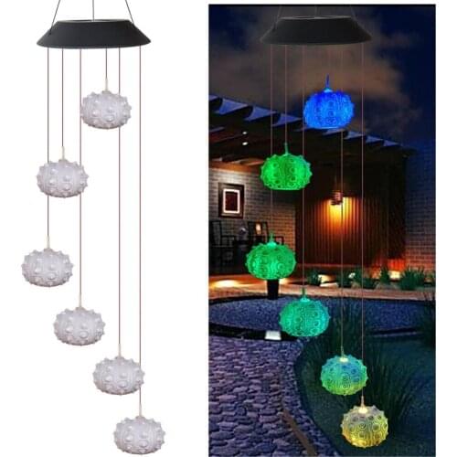 Solar LED Wind Chime Colorful Wind Chime Color-Changing Waterproof for Garden Party Decor Patio Yard Lawn