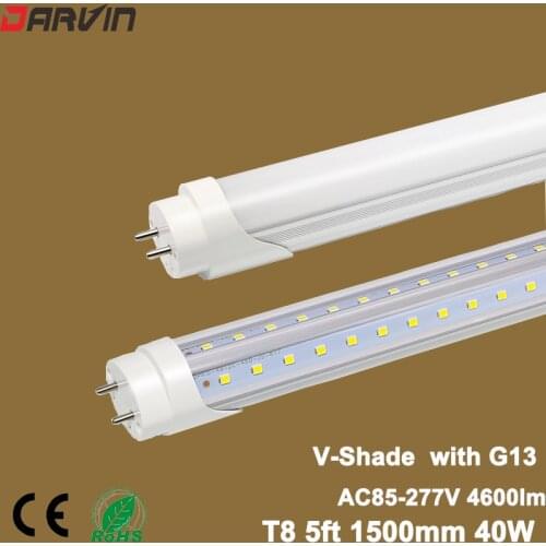 Led T8 Tube V shade With G13 Cap 5ft 1500mm 150cm Split Fluorescent Lamp 40W RA80 High Lumen Led Bulb