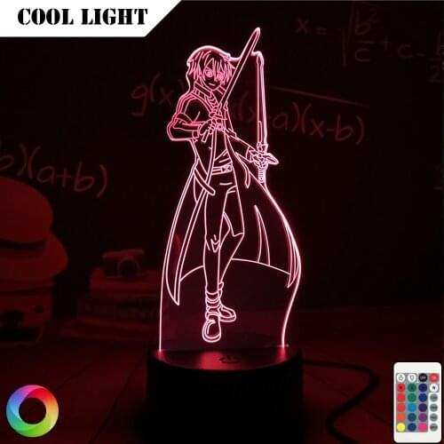SAO Anime 3D Night Light Sword Art Online Led for Bedroom Decor Night Light Kirigaya Kazuto Table Lamp LED Nightlight LED Bulbs