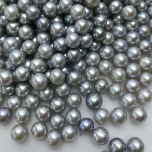 Fine llots 100pcs freshwater pearl gray beads half drilled 7-8mm
