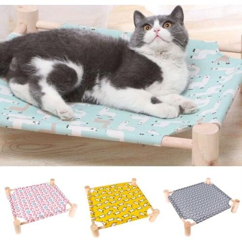 Cat Pine Hammock Universal Removable Pet Hammock Dog Breathable Bed Solid Wood Canvas Cat Nest Pet Supplies