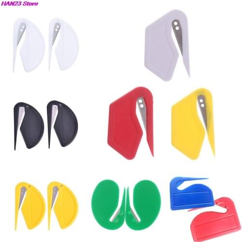 Hot!2pcs/set Mini Plastic Letter Opener Sharp Mail Envelope Opener Safety Papers Cutter 9 Styles