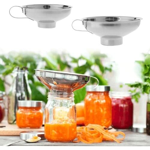 Stainless Steel Wide Mouth Canning Funnel Cup Hopper Filter Kitchen Tools 2 Size