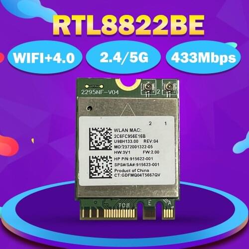 AC WIFI Adapter RTL8822BE 2.4G/5GHz 802.11AC/A/B/G/N WiFi + Bluetooth4.1 SPS:915623-001 NGFF M.2 Wireless WLAN Card