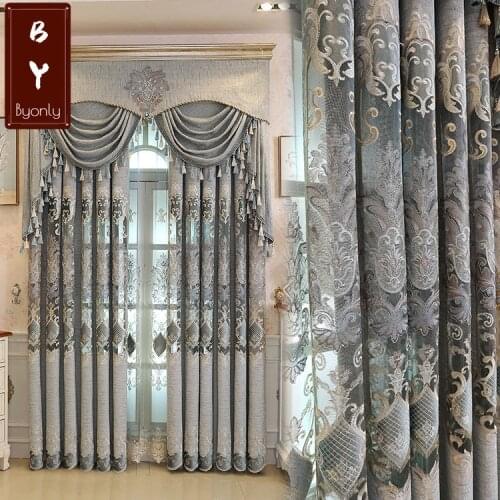 Custom Living Room Bedroom Ready-Made Curtain Chenille Curtain Shade Embroidered Curtain Cloth Light Luxury European Style