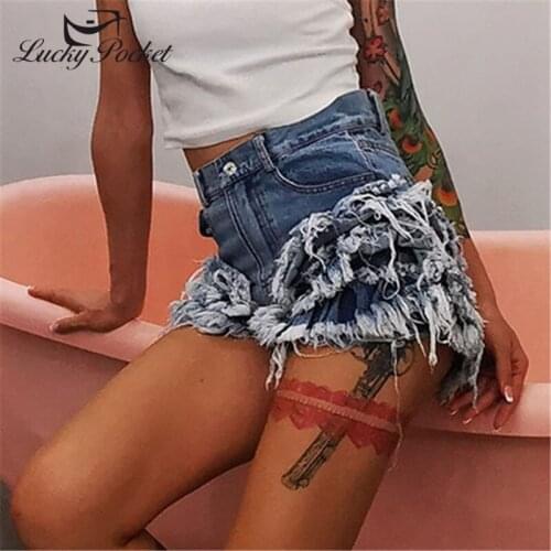 Women Summer Blue Slim patchwork Tassel Straight Denim Shorts Ladies Sexy Fashion Shorts Female HighQuality Casual Shorts ZM74