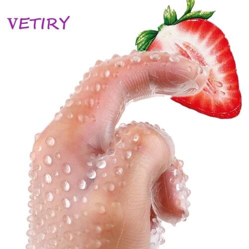 VETIRY Finger Gloves Thorn Finger Sleeve Flirting Clitoris Stimulator Female Masturbator Forepaly Adult Games Sex Toys for Women