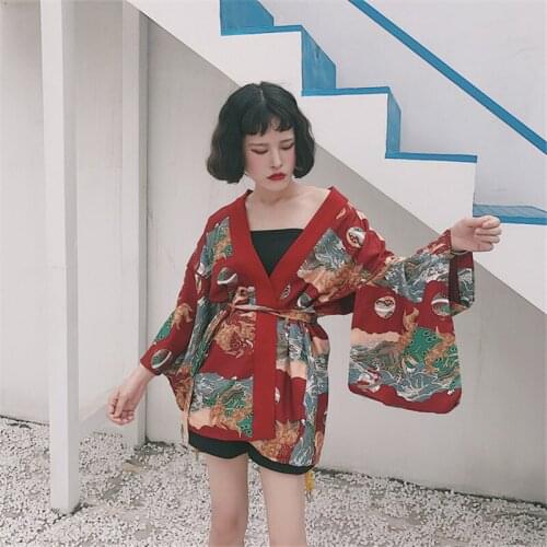 Summer Korea 2020 new harajuku bf style loose kimono shirt sun protection half sleeve batwing sleeve breathable blouse female