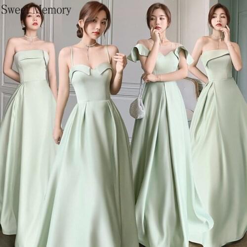 A4115 Sweet Memory Mint Green Long Bridesmaid Dresses 2021 Women Dress Floor Length Bride Guest Wedding Party Graduation Vestido