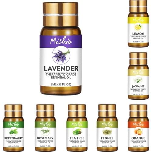 100% Pure Aromatherapy Oils, 5ml, Lavender Lemon Peppermint Jasmine Rosemary Tea