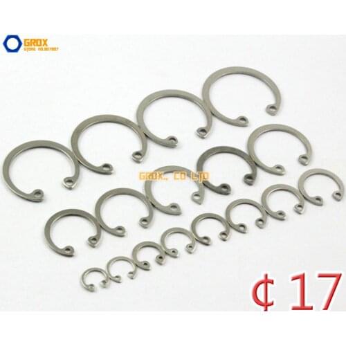 100 Pieces 17mm 304 Stainless Steel Internal Circlip Snap Retaining Ring