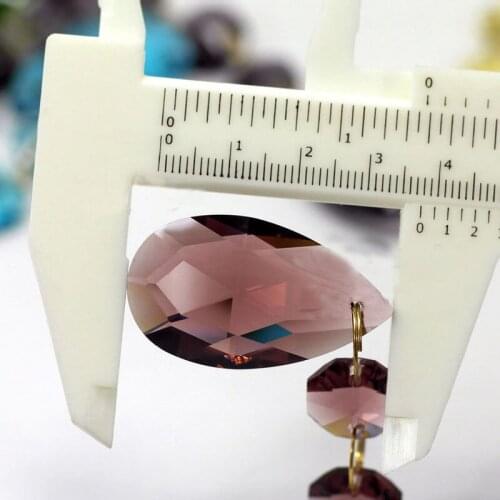 12pcs/lot (105MM) Middle Purple Crystal Glass chandelier Pendants ( 38mm Crystal Glass angel tear with 3pcs 14mm octagon Beads)