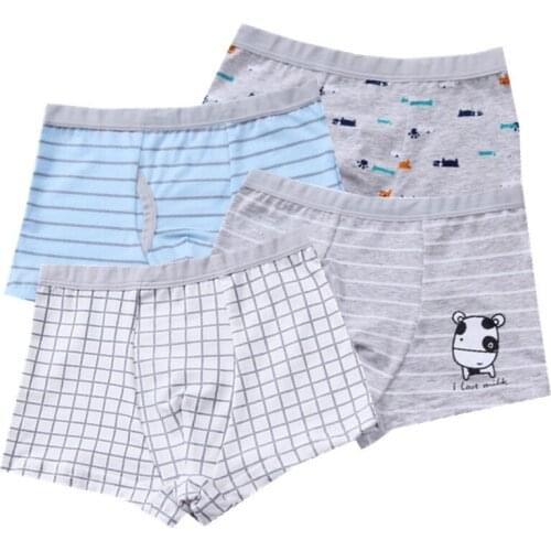 4Pcs/Lot New Kids Teenagers Panties Boy Underwear Boxer Cotton Childrens Underwear Boxer Pants LHTNM424