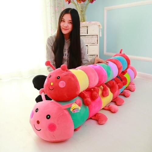 50~110cm Colorful catoon plush toy doll soft comfy insect pillow cotton worm bug model sofa car cushion kids gift
