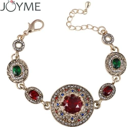 Turkey Ethnic Bohemia Bracelets For Women Royal Gem Stone Gold Femme Bracelet Indian Jewelry Chain Link Vintage Accessories
