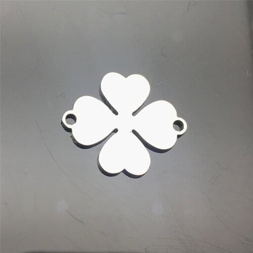 Couple Bracelets Diy Lucky Flower Of Life 10Pcs Clover Handmake Jewelry Findings Stainless Steel Pendant Accessories Diy Making