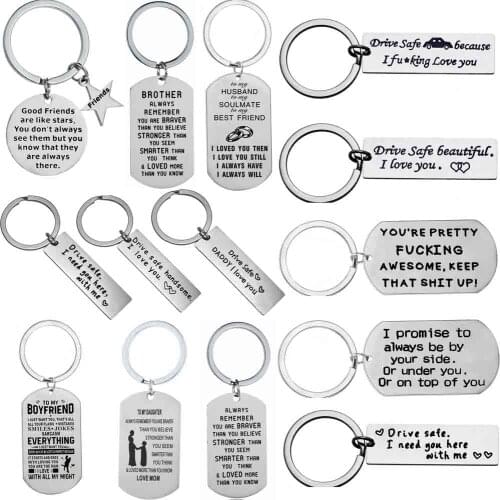 Keychain Family Husband Boyfriend Couple Gift Keyring Tags Stainless Steel Charm Valentines Day Gift Boyfriend Key Chains