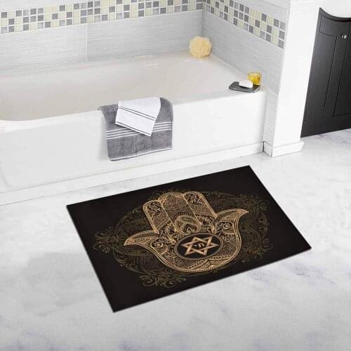 Elegant Traditional Jewish Soft Shaggy Bath Mat Non-slip Rubber Bathroom Rug Floor Mats