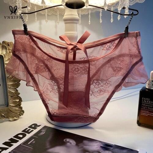 European and American trendy sexy lace panties girls pure color fungus cute panties ladies low waist lace hot fashion mesh brief