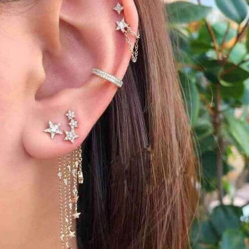 Hot Selling Tassel Star Dangle Earrings for Women Vintage Punk Chain Jewelry Femme Gold Color Bijoux Long Brincos Berloques