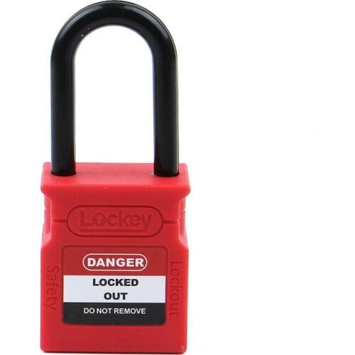 China Lockey New Design 38mm Nylon Shackle Safety Padlock Lockout Tagout Custom Insulation Pad Locks