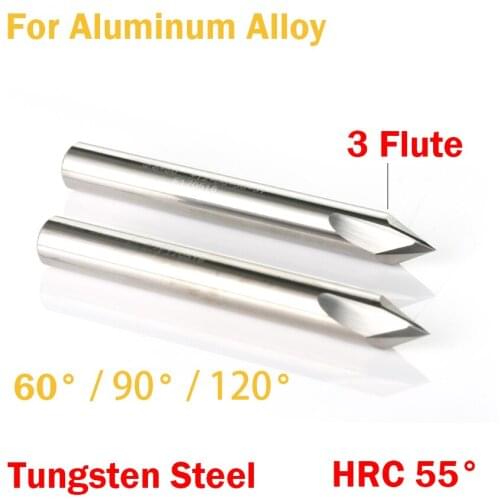 3mm 4mm 5mm 6mm 60 90 120 Degree HRC55 Straight 3 Flute Router Bit CNC Chamfer End Mill Chamfering Milling Cutter For AL Alloy