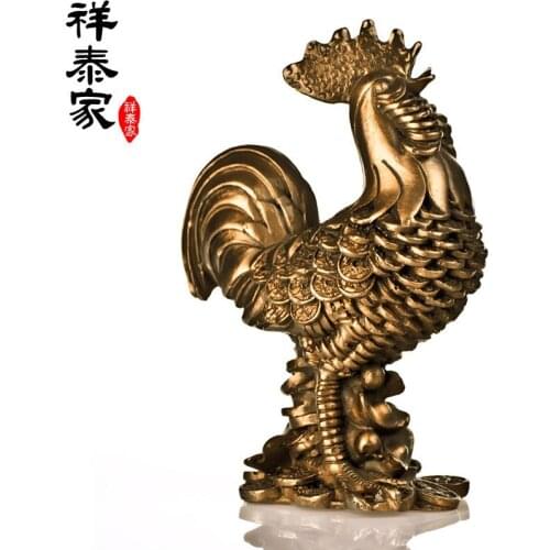 A copper rooster Zhaocai decoration Feng Shui peach anti Home Furnishing