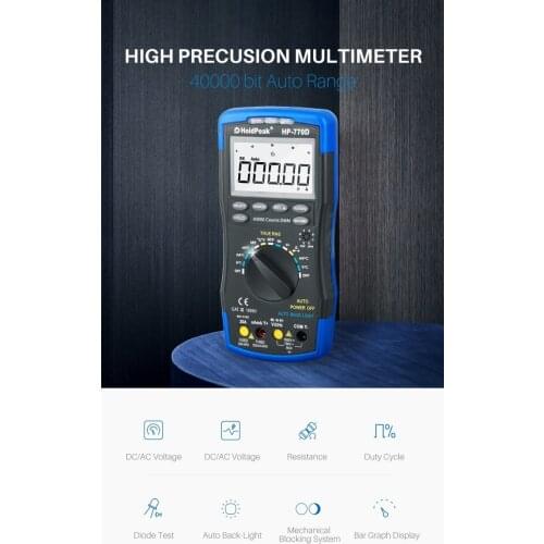 HoldPeak HP-770D Multifunction Digital Multimeter Auto Range Multimetro Measure Ohm Volt Amp Esr Capacitor Tester 40000 Counts