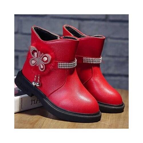 Toddler Infant Kids Winter Zip Baby Princess Fashion Shoes Crystal Leather Boots Solid Zipper зимняя обувь для девочек Crystal