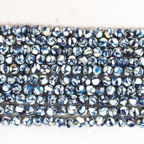 Fashion Blue Shell 8mm Round Beads Diy Jewelry Loose Beads Fashion Women Jewelry Findings Accessories 15" B517