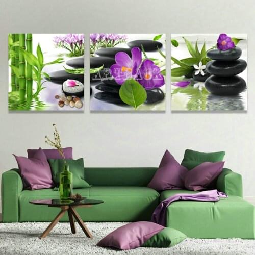 Multi-painted 3pcs flowers 5D diamond painting landscape full square drill 3d mosaic living room decorative painting