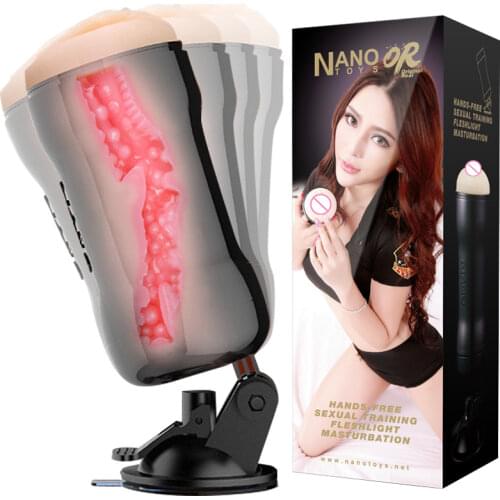 Masturbator Men Vagina Pocket Real Pussy Glans Stimulate Massager Rotating Suction Cup Hand Free Masturb Cup Male Sex Toys