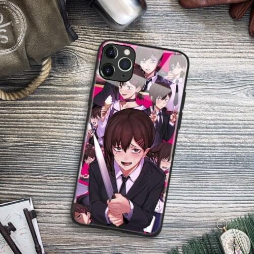 Kobeni Higashiyama Chainsaw Man Anime Soft TPU Glass Phone Case for IPhone SE 6s 7 8 Plus X Xr Xs 11 12 Mini Pro Max Samsung