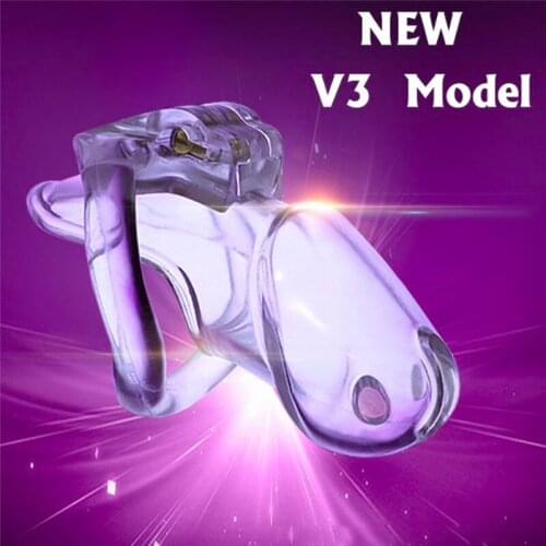 New Male Chastity Device Male Bio-sourced Resin Chastity Device Cock Cage HT V3 Belt With 4 Penis Ring Adult Lock Sex Toy