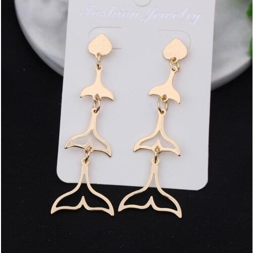 New Fashion Mermaid Tail Earrings Temperament Long Section Wild Love Earrings Ear Jewelry Gift