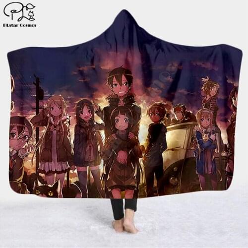 Sword Art Online pattern Character Hooded Blanket Adult colorful child Sherpa Fleece Wearable Blanket Microfiber Bedding style-4
