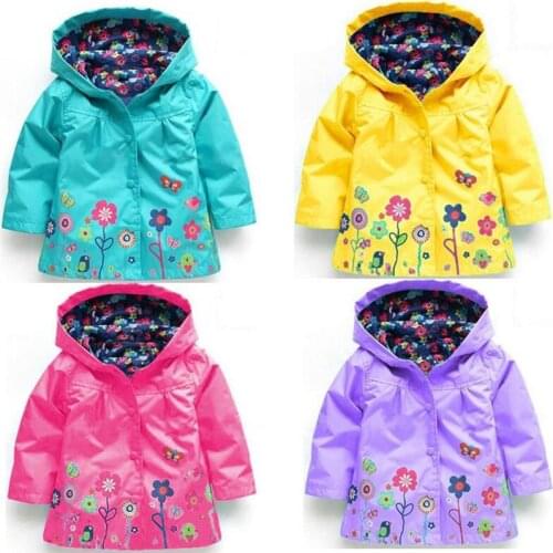 JENYA Autumn Waterproof Windbreaker Baby Trench Coat Kids Long Sleeve Jackets Children Clothing For Girls Fashion Outwear 2-6Y