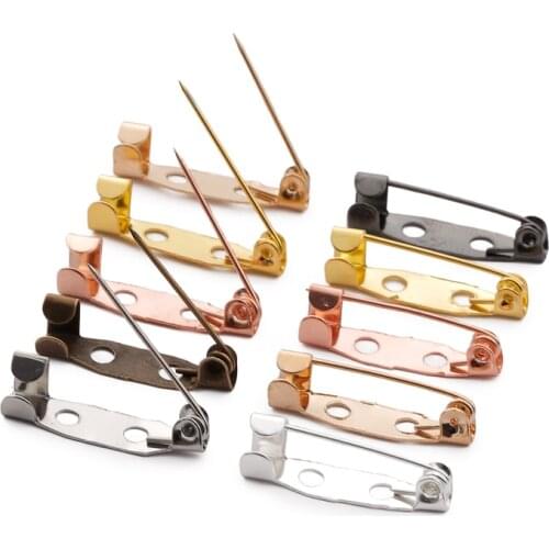 50pcs/lot 15 20 25 30 35 mm Brooch Clip Base Pins Safety Pins Brooch Settings Blank Base For DIY Jewelry Making Supplies