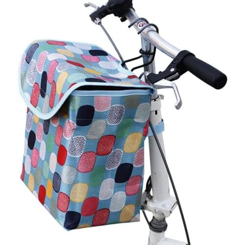 Bicycle Front Basket with Cover Waterproof Canvas Large Capacity Folding Mountain Bike Front Basket