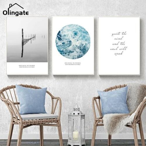 Nordic Scenery Posters and Prints Canvas Painting Landscapes Modern Ocean Wave Wall Art One Piece Canvas Pictures Home Decor