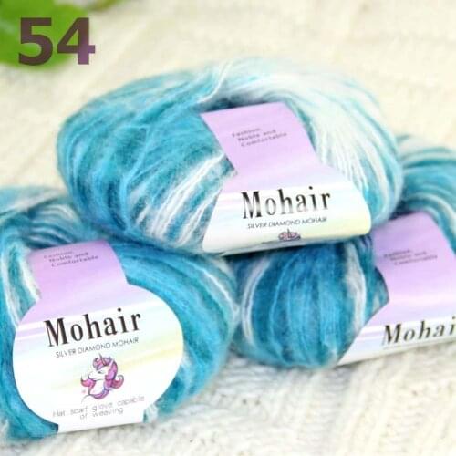 Sale New 3BallsX25g Luxury Soft Mohair Warm Wrap Shawl Hand Knit Crochet Yarn 291-54 Turquoise White