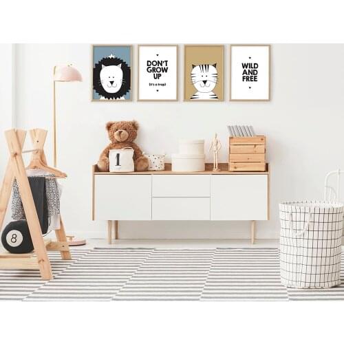 Safari Baby Animals Canvas Poster Nursery Lion Tiger Wall Art Print inspirational saying Nordic Kid Bedroom Decoration Picture