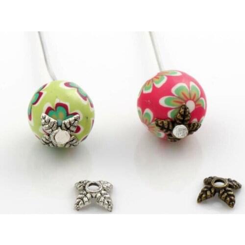 200pcs 5.7x5.7mm Tibetan Silver/Bronze Leaf Bead Cap Jewelry Findings Components L1019