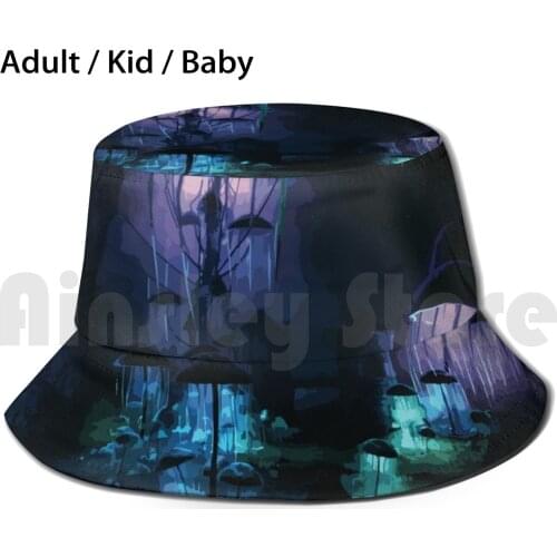 Blackreach Sun Hat Foldable UV Protection Skyrim Blackreach Landscape Fan Art Gaming Low Res Poly Painting Fantasy