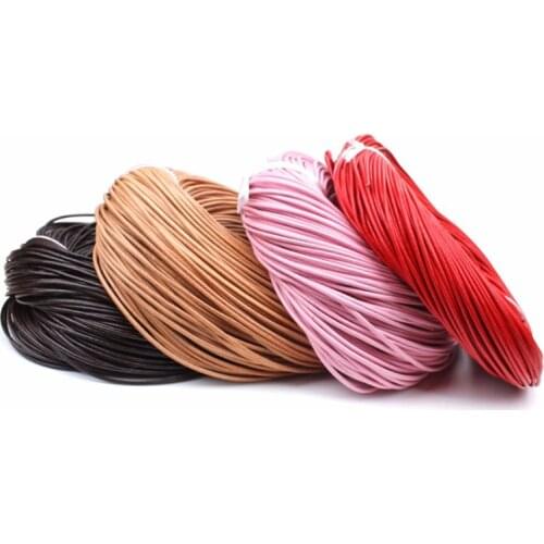 10M/lot 2mm Natural Color Real Genuine Leather Cord Round Rope String for DIY Necklace Bracelet Jewelry Cord